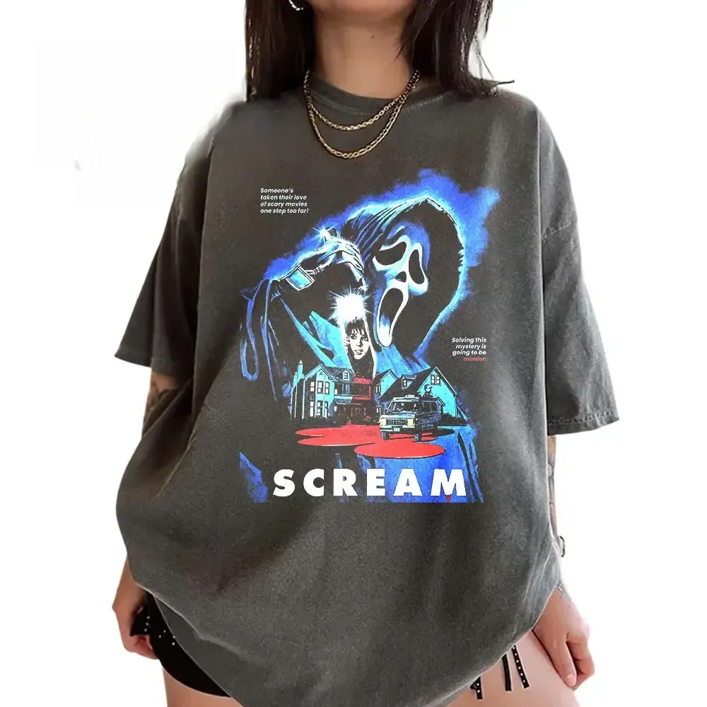 Ghostface Scream Comfort Colors Shirt, Halloween Horror Movie Meme Graphic Tee, Spooky Season Streetwear Crew Neck Unisex T-Shirt
