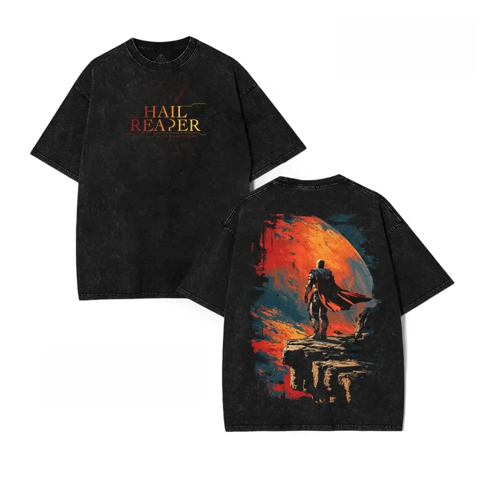 Red Rising Darrow Hail Reaper Retro Graphic Tee, Vintage Washed Double-Sided Print Pop Culture Streetwear Relaxed Fit T-Shirt