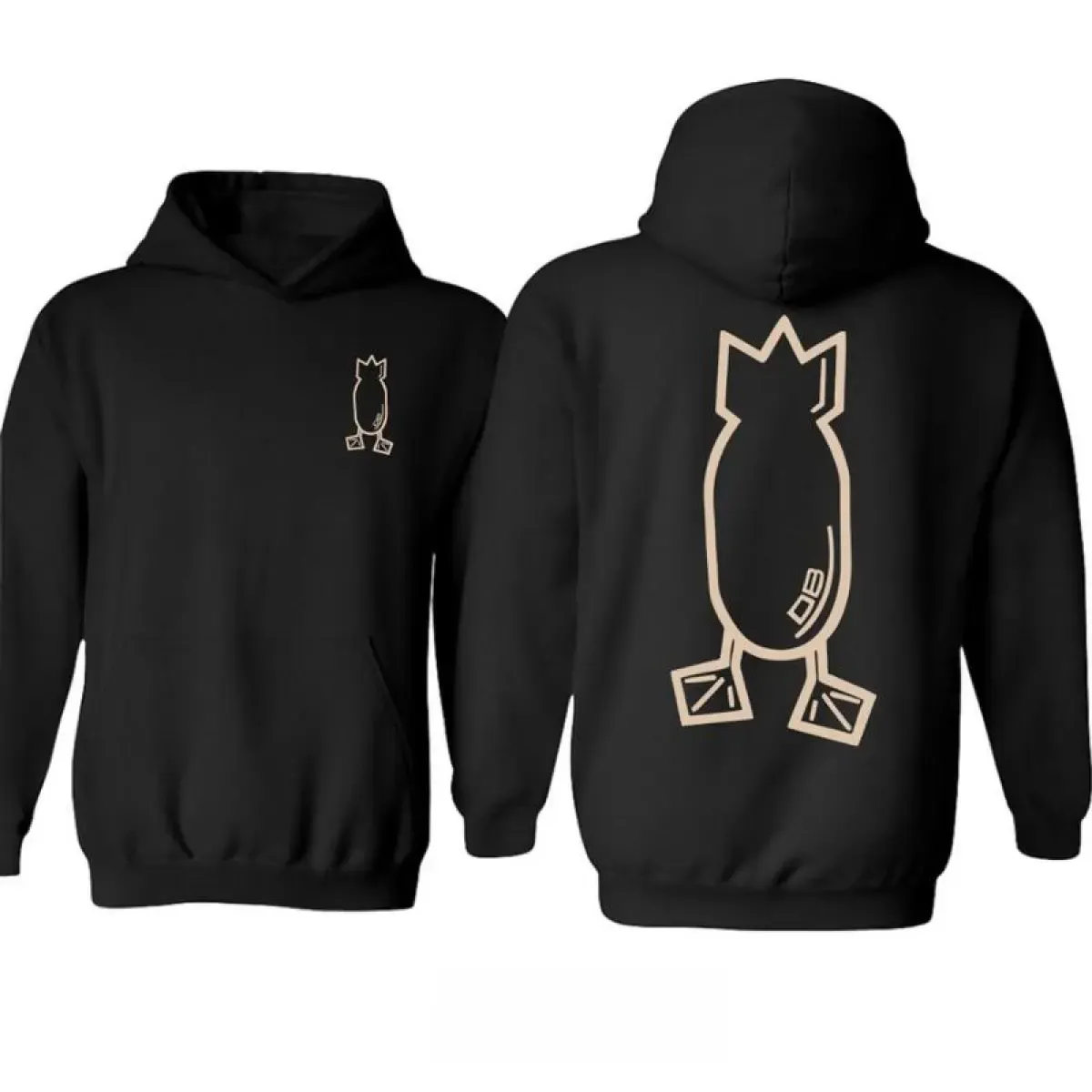 Dive Bomb Industries Classic Logo Hoodie, Duck Hunting Season Retro Waterfowl Decoy Club Front and Back Print Vintage Hunter Pullover