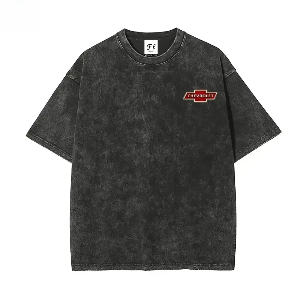 Vintage Chevrolet An American Classic 1911 Chevy Bowtie Logo Graphic Tee, Retro American Car Washed Oversized Front and Back Streetwear T-Shirt