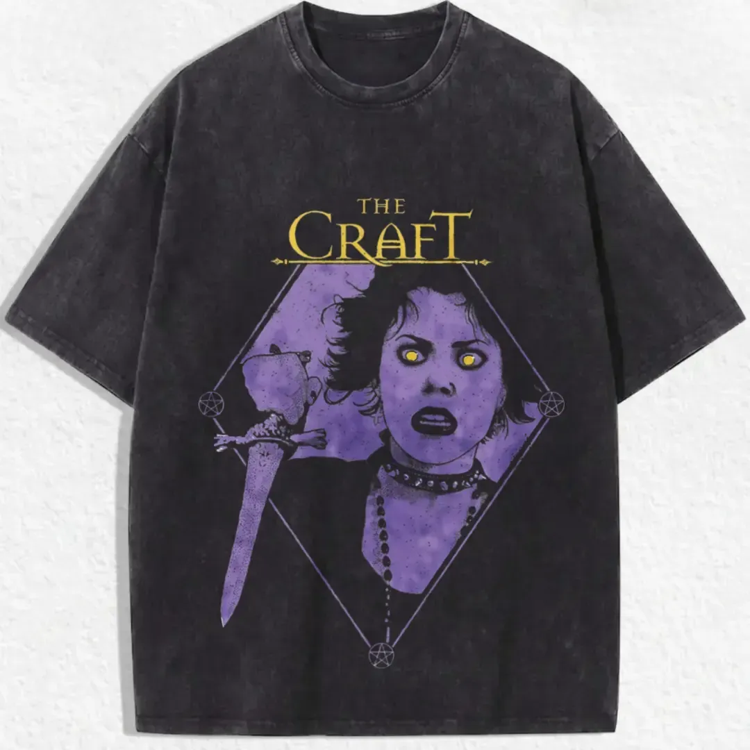 The Craft Nancy 90s Gothic Witch Magic Occult Movie Graphic Tee, Vintage Acid Wash Dark Grunge Y2K Streetwear Loose Fit Unisex T-Shirt