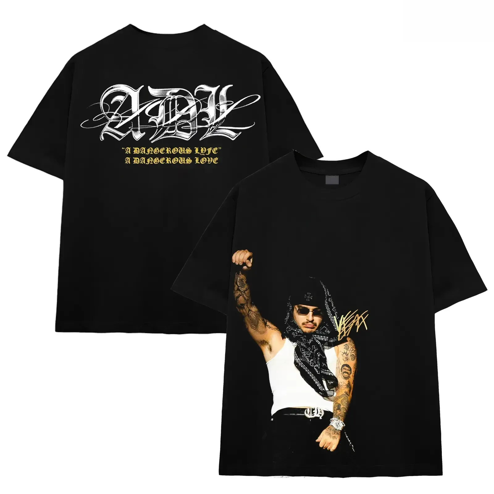 Vintage Yeat ADL A Dangerous Lyfe Graphic T-Shirt, Rage Hip Hop Music Streetwear Merch, Retro Oversized Two-Sided Print Tee for Men and Women