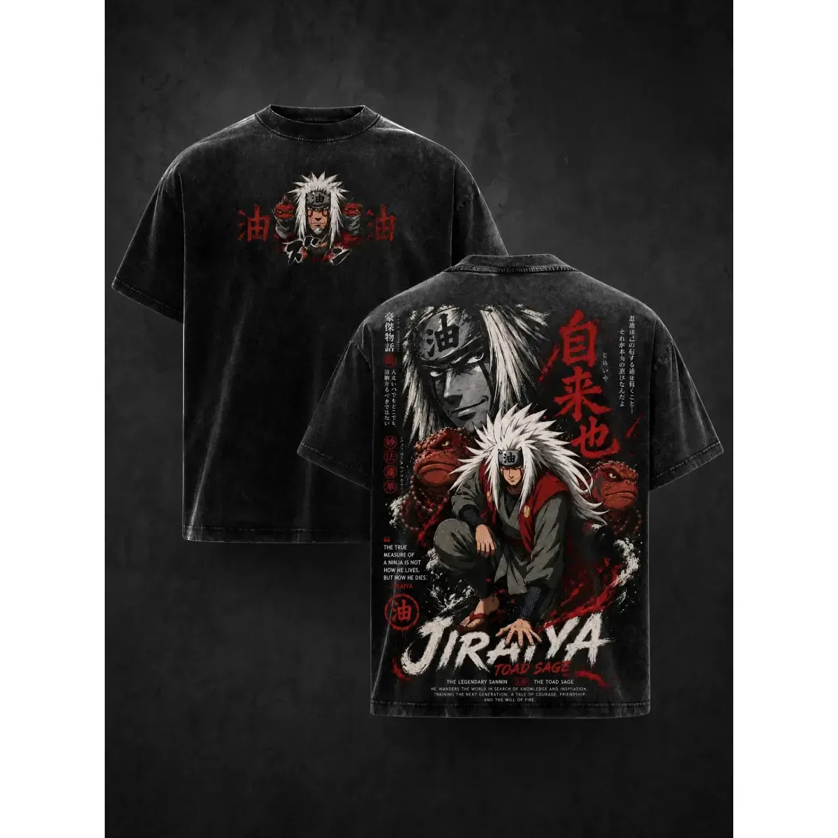 Vintage 90s Jiraiya Toad Sage Naruto Shippuden Anime Graphic Tee, Washed Distressed Back Print T-Shirt, Y2K Japanese Manga Streetwear Top