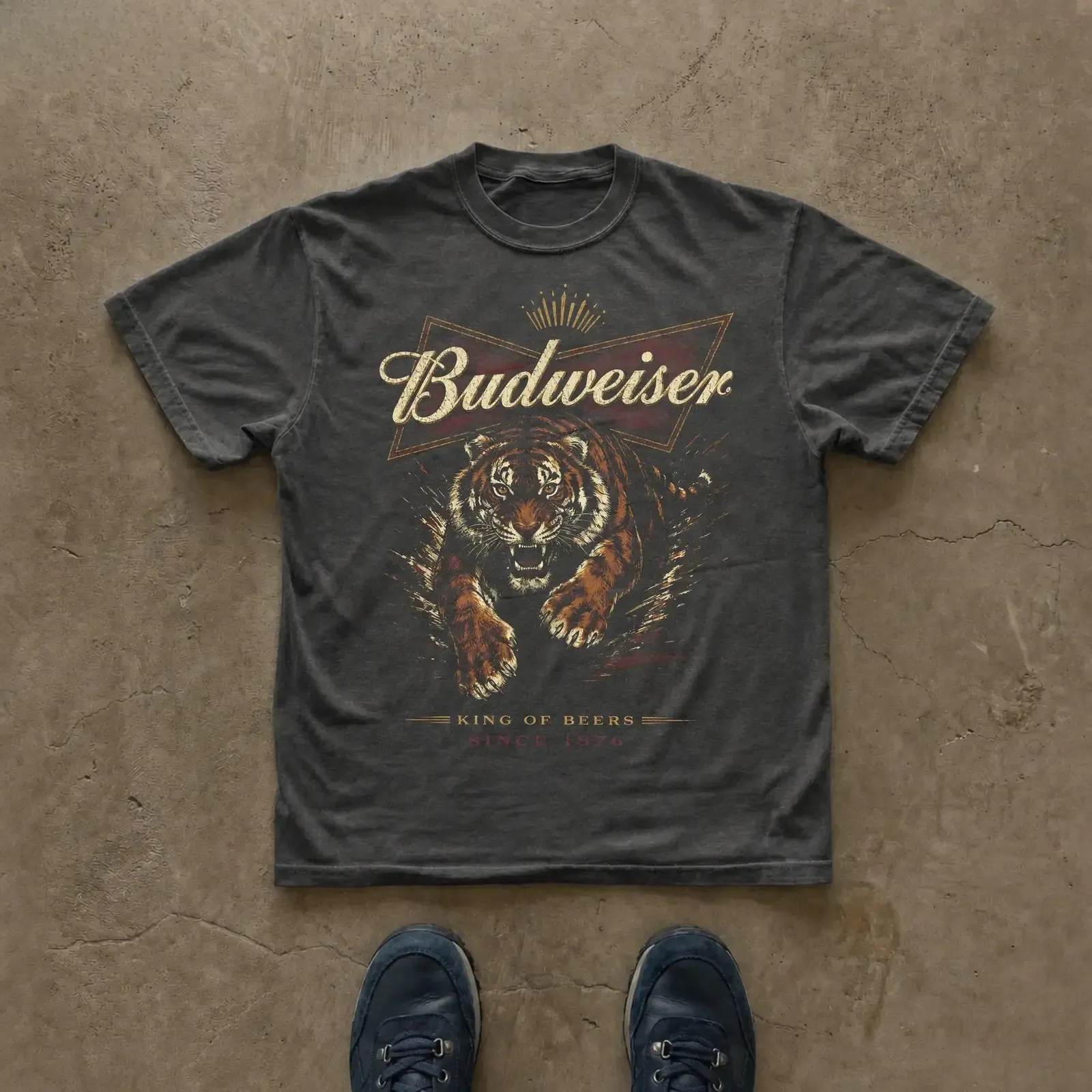 Vintage 90s Budweiser Tiger Graphic Tee, This Buds For You King of Beers Since 1876 USA Beer Shirt, Y2K Grunge Gen Z Humor Cotton T-Shirt