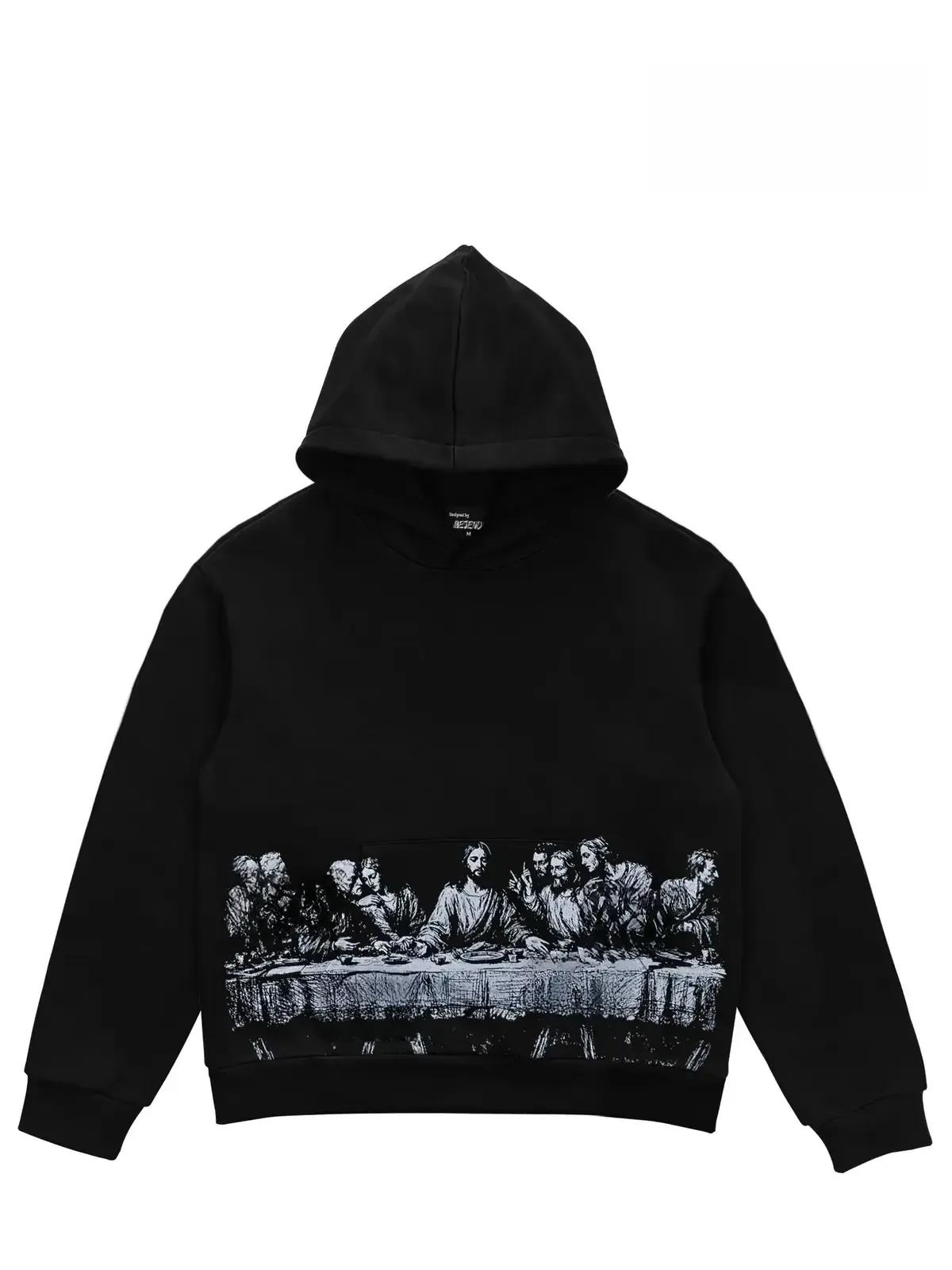 Jesus Last Supper and Crucifixion Christian Graphic Hoodie, Renaissance Art Heavyweight Front and Back Print Unisex Pullover Streetwear Hoodie
