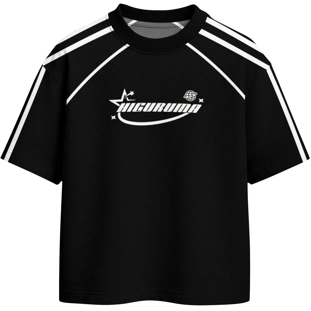 Jujutsu Kaisen Hiromi Higuruma Football Jersey, Defense Attorney Black and White Crew Neck Anime Jersey Shirt, Star Script Logo Streetwear Tee