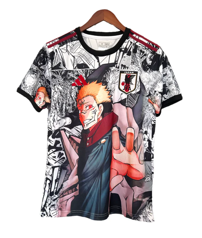 Jujutsu Kaisen Ryomen Sukuna Football Jersey, Yuji Itadori Gojo Satoru Manga Collage Japan Anime Crew Neck Jersey Shirt, Black White Red Tee