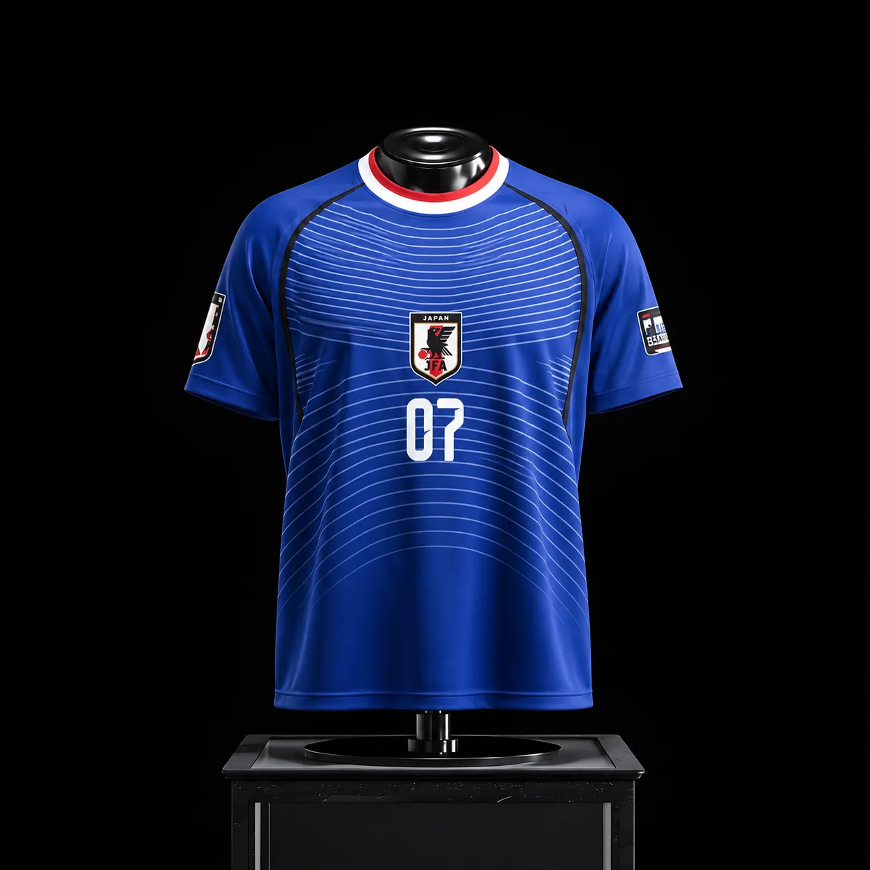 One Piece Luffy Gear 5 Football Jersey, NKM Cherry Number 07 Soccer Style Crew Neck Jersey Shirt, Royal Blue White Red Anime Tee for Fans