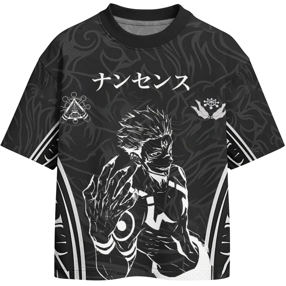 Jujutsu Kaisen Ryomen Sukuna Mahoraga Football Jersey, Eight Handled Divine General Shikigami Anime Crew Neck Jersey Shirt, Black White Tee