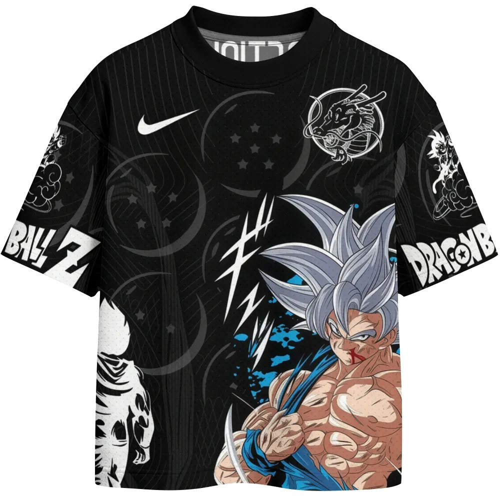 Dragon Ball Z Goku Ultra Instinct Football Jersey, Shenron Pretinho Number 10 Crew Neck Soccer Jersey Shirt, Black White Anime Sports Tee