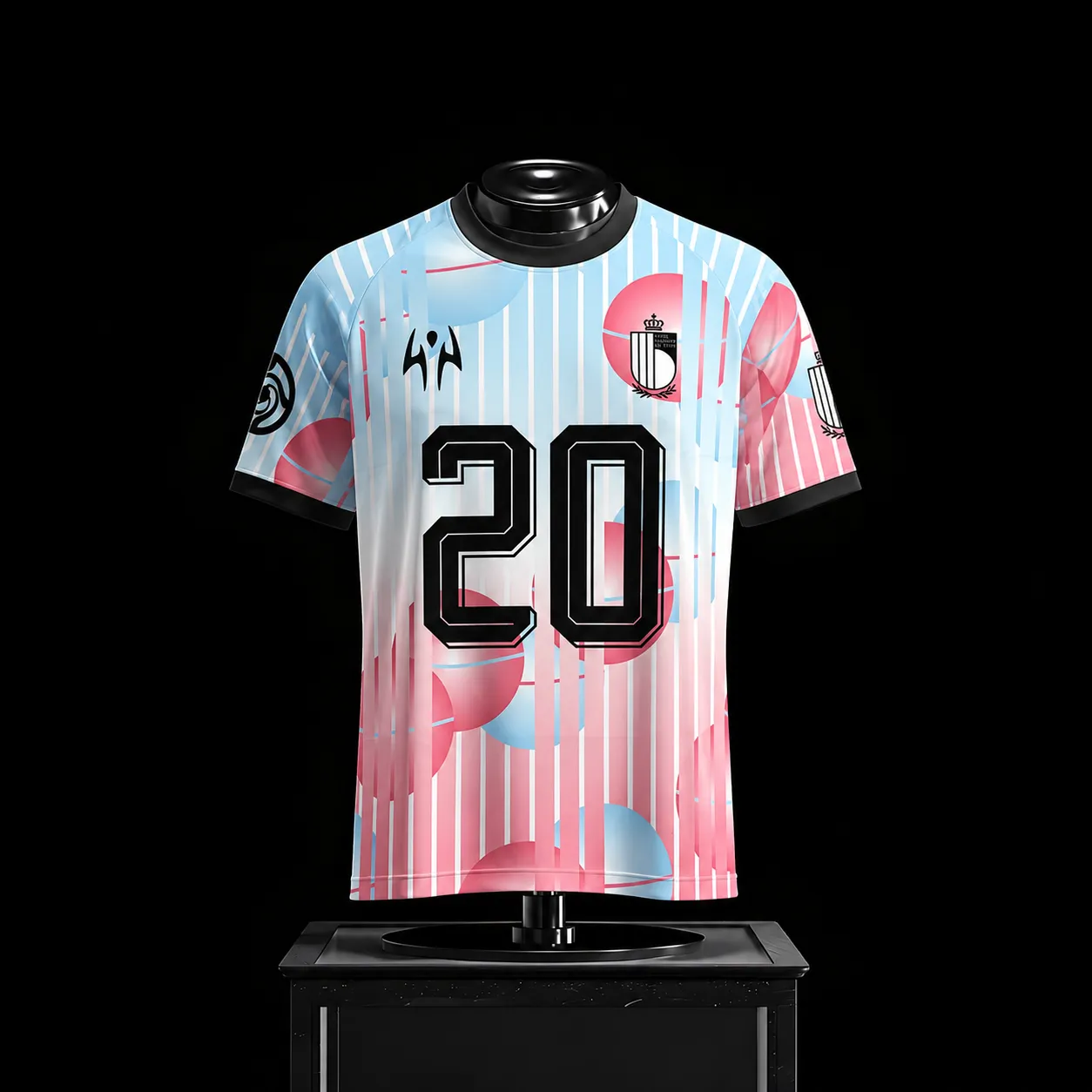 Jujutsu Kaisen Ryomen Sukuna Football Jersey, Chibi King of Curses Number 20 Pastel Pink and Sky Blue Crew Neck Anime Soccer Jersey Shirt, Tee