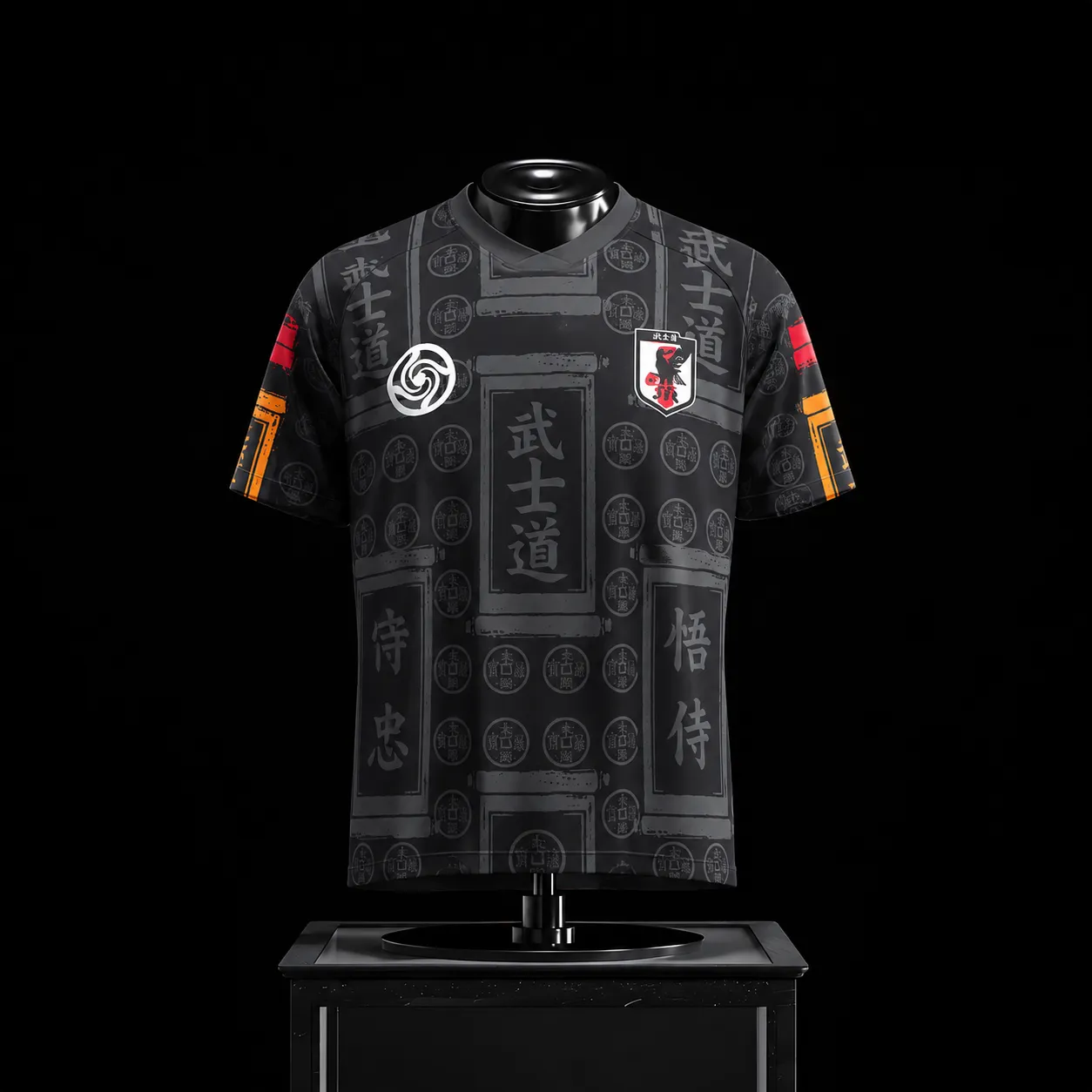 Jujutsu Kaisen Toji Fushiguro Football Jersey, Bushido Samurai Kanji Chibi Anime Crew Neck Jersey Shirt, Charcoal Black Gray Number 01 Tee