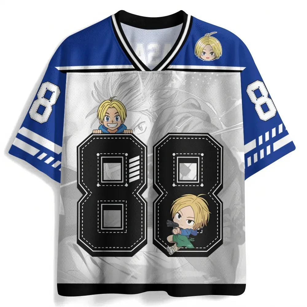 Sakamoto Days Shin Asakura Football Jersey, Mind Reader Number 88 Anime V-Neck Jersey Shirt, Royal Blue White Black Mesh Tee for Fans