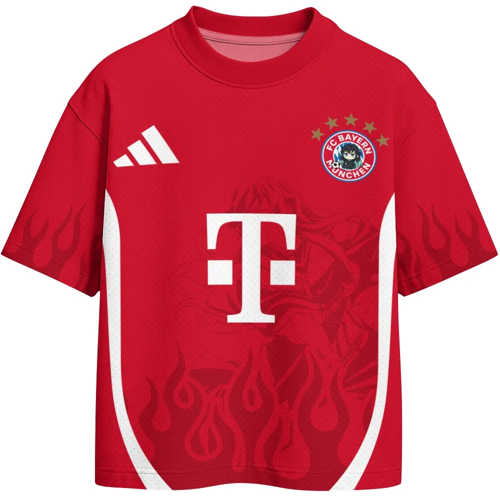 Demon Slayer Muichiro Tokito Football Jersey, Bayern Style Red and White Crew Neck Soccer Shirt, Mist Hashira Number 7 Anime Fan Kit Tee