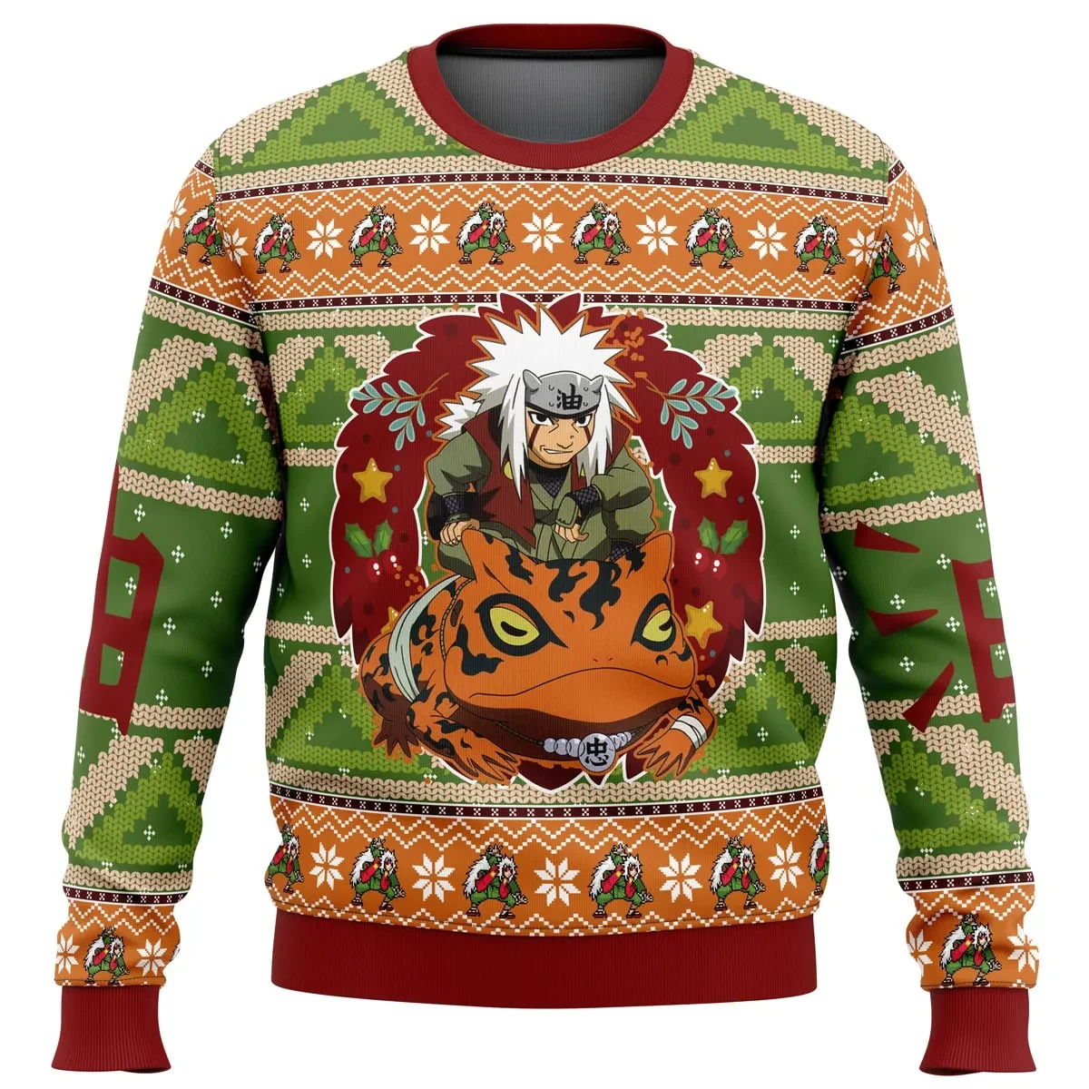 Chibi Jiraiya Shippuden Ugly Christmas Sweater, Naruto Shippuden Anime Holiday Sweater, Toad Sage Gamabunta Anime Xmas Gift for Fans