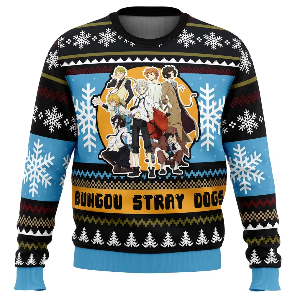 Bungou Stray Dogs Ugly Christmas Sweater, Armed Detective Agency Anime Holiday Sweatshirt, Atsushi and Dazai Unisex Anime Xmas Gift