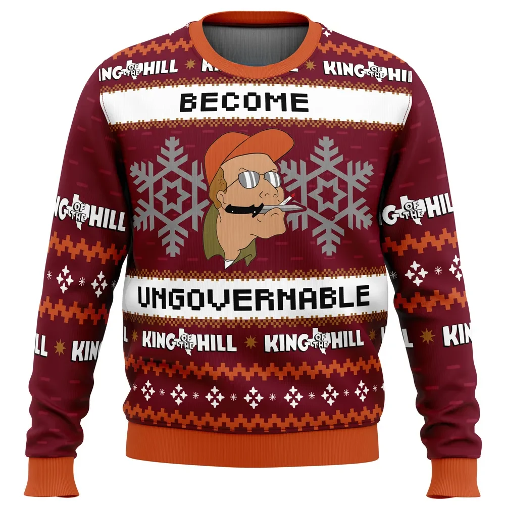 Become Ungovernable King of the Hill Ugly Christmas Sweater, Dale Gribble Cartoon Holiday Sweater, Funny Meme Xmas Sweatshirt, Gift for Fans