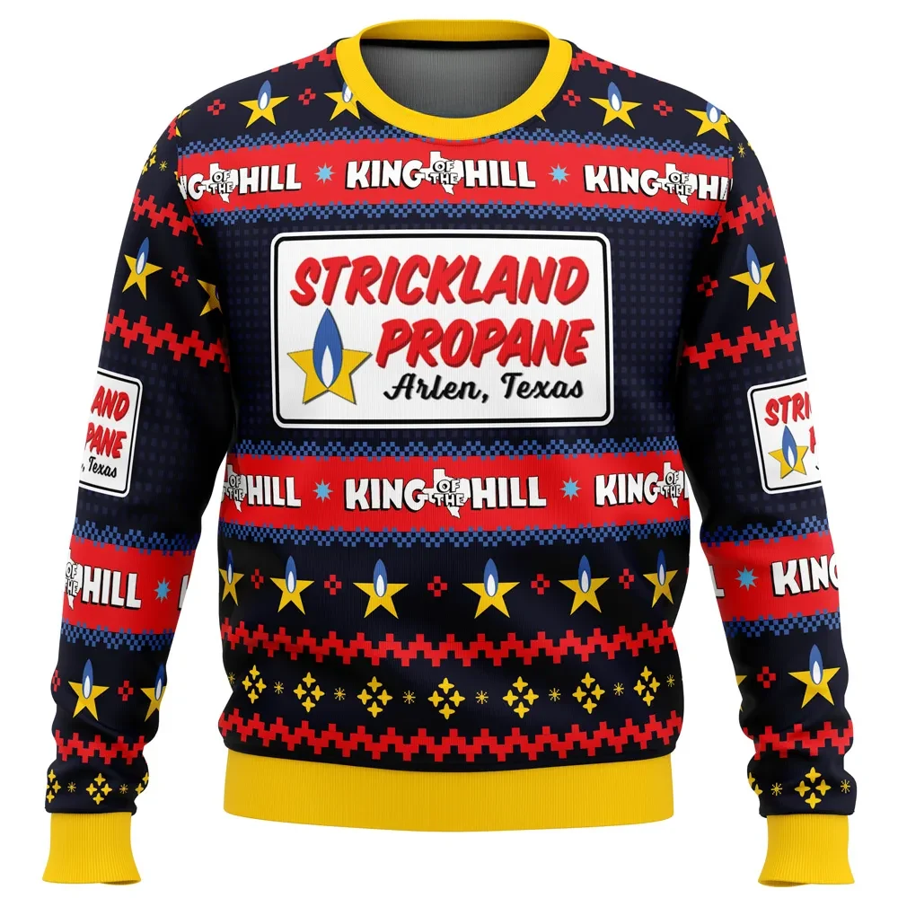 Strickland Propane Arlen Texas King of the Hill Ugly Christmas Sweater, King of the Hill Cartoon Holiday Sweater, All Over Print Xmas Sweater