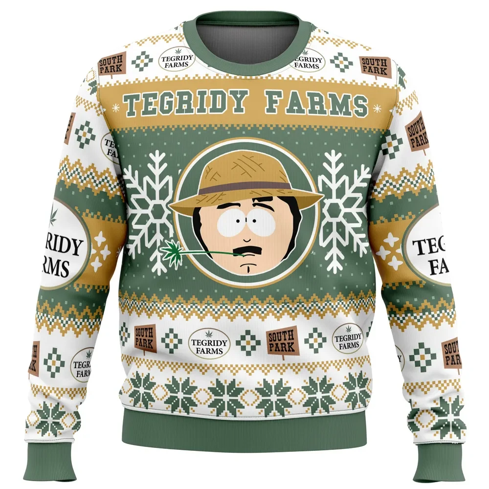 Tegridy Farms South Park Ugly Christmas Sweater, Randy Marsh Holiday Sweater, Funny Cartoon Xmas Gift for Adult Animation Fans