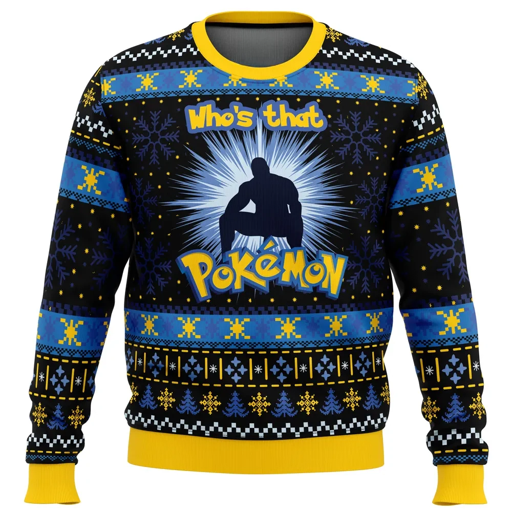 Who's That Pokemon Barry Wood Meme Ugly Christmas Sweater, Funny Pokemon Parody Holiday Sweater, Meme Xmas Jumper