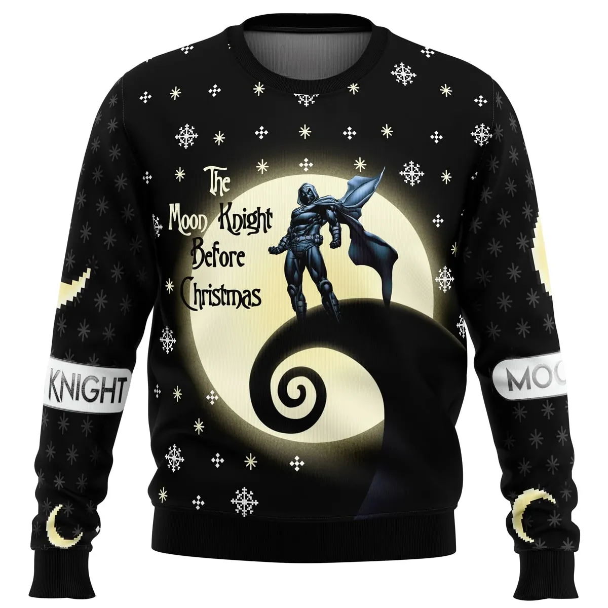 The Moon Knight Before Christmas Ugly Christmas Sweater, Marvel Moon Knight Superhero Holiday Sweater, Unisex All Over Print Xmas Jumper