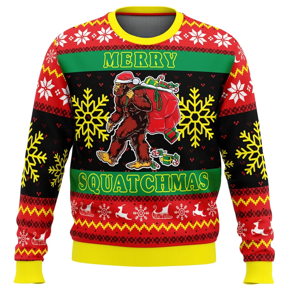 Merry Squatchmas Bigfoot Ugly Christmas Sweater, Sasquatch Santa Holiday Sweater, Unisex Xmas Party Sweatshirt, Funny Xmas Gift for Hikers
