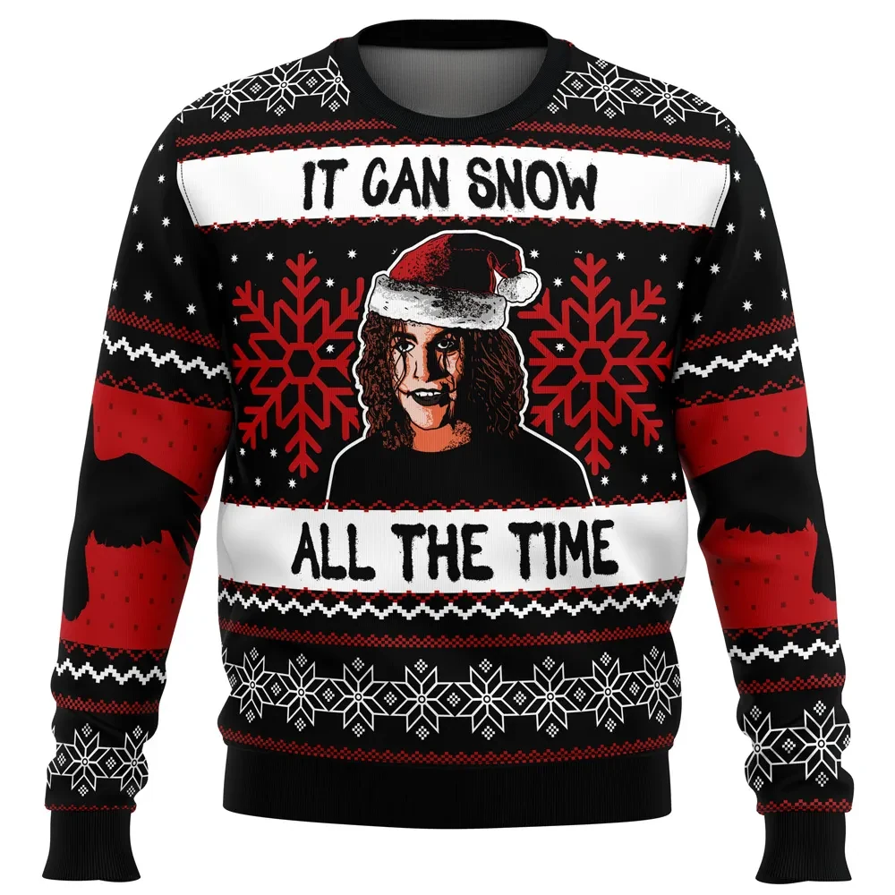 It Can Snow All The Time The Crow Ugly Christmas Sweater, Eric Draven Santa Hat Movie Holiday Sweater, Unisex Sweatshirt, Horror Xmas Gift