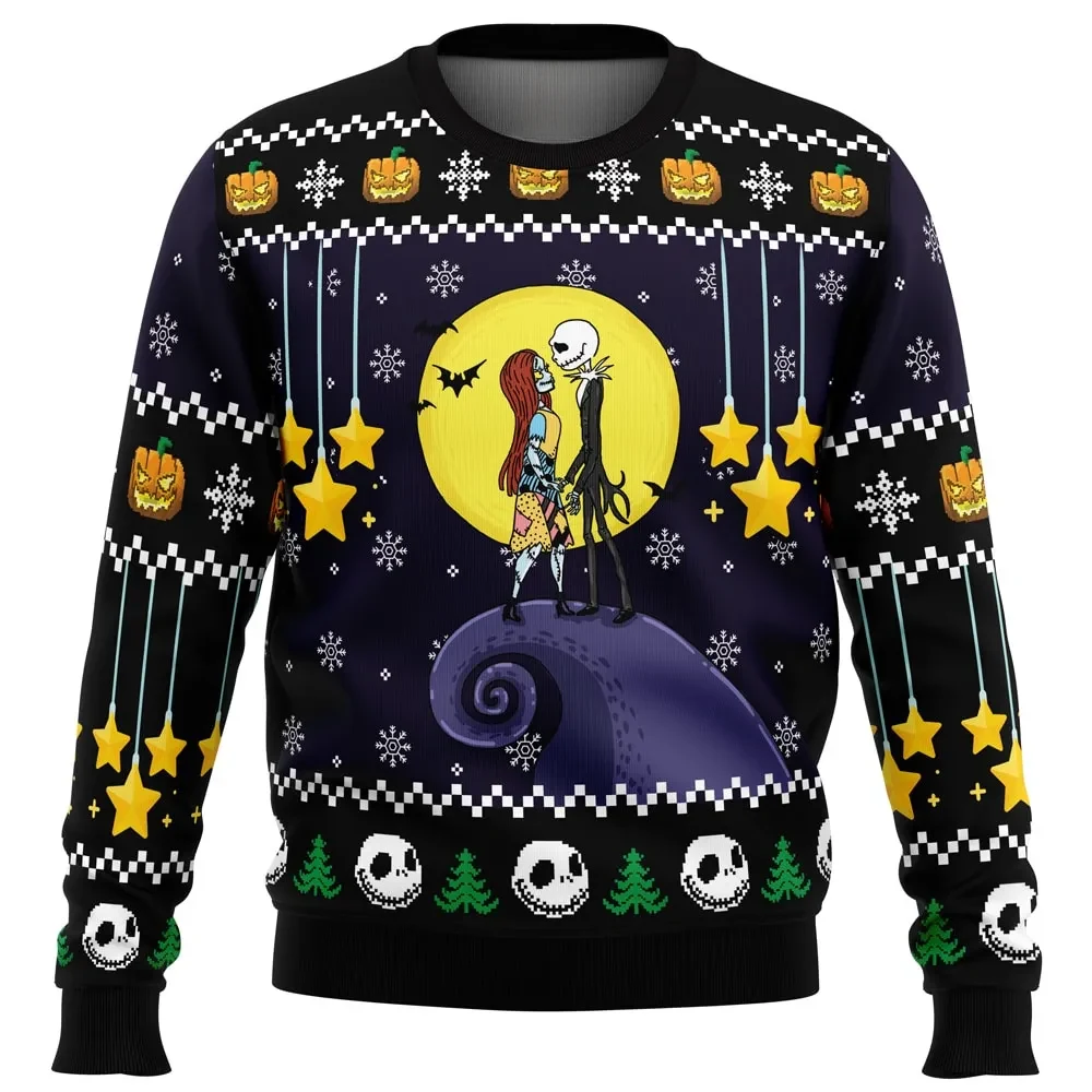 Romantic Nightmare The Nightmare Before Christmas Ugly Christmas Sweater, Jack and Sally Movie Holiday Sweater, Xmas Jumper