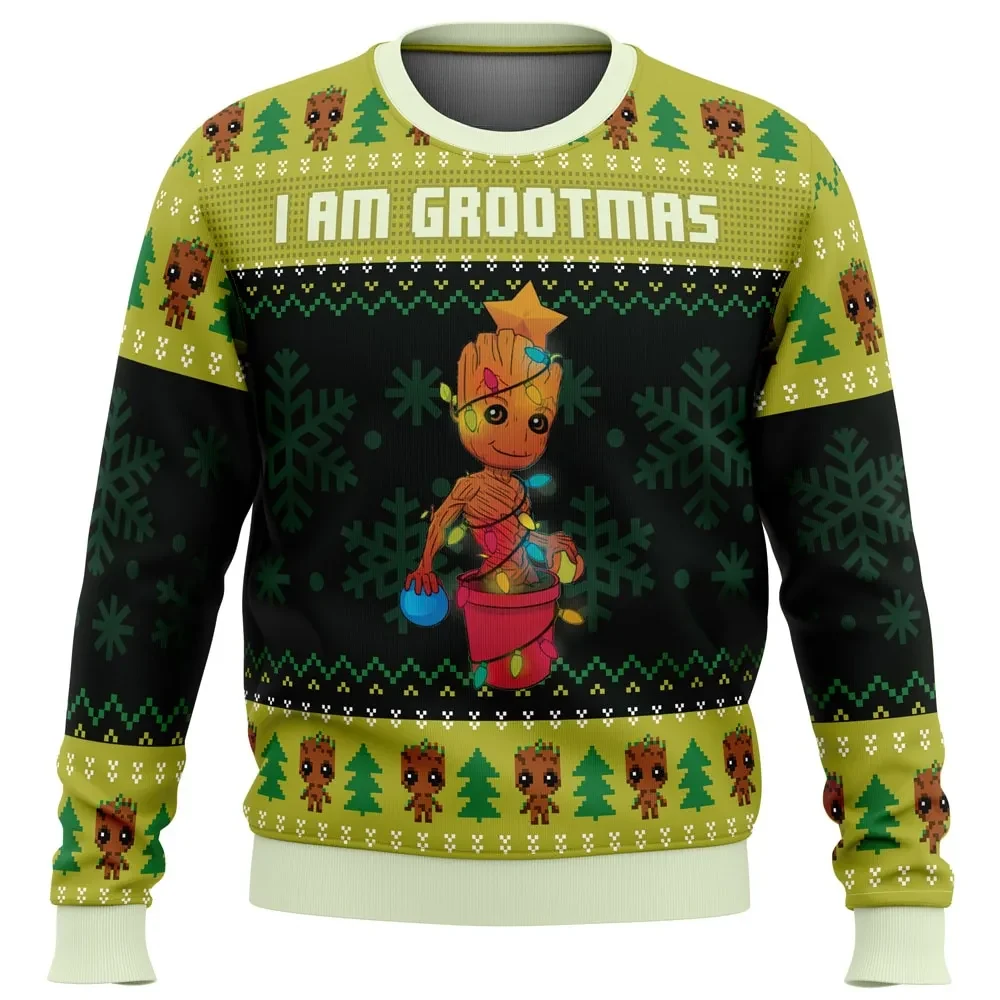 I Am Grootmas Baby Groot Guardians of the Galaxy Marvel Ugly Christmas Sweater, Superhero Holiday Sweater, Unisex Xmas Jumper