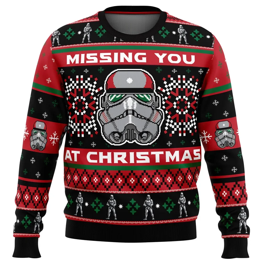 Missing You at Christmas Stormtrooper Star Wars Ugly Christmas Sweater, Star Wars Movie Holiday Sweater, Unisex All Over Print Xmas Jumper