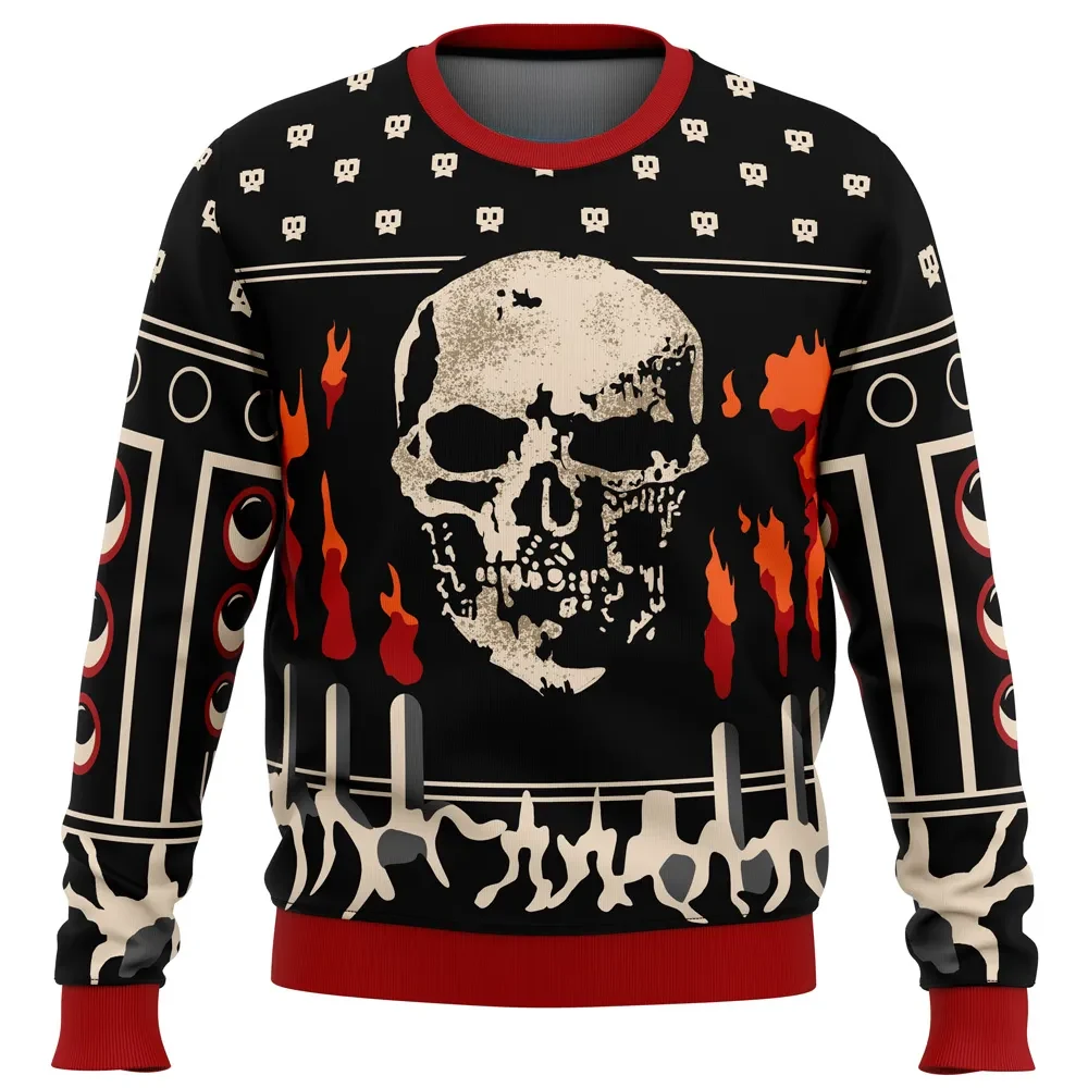 Jeff Johansen Death's Head Dead by Daylight Ugly Christmas Sweater, DBD Skull and Candles Holiday Sweatshirt, Gamer Xmas Gift for Survivors