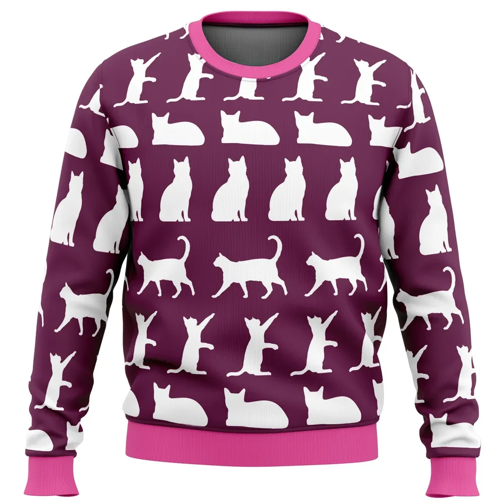 Nea Karlsson Cat Lady Dead by Daylight Ugly Christmas Sweater, White Kitty Silhouette Gamer Holiday Sweater, Cat Lover Xmas Party Gift