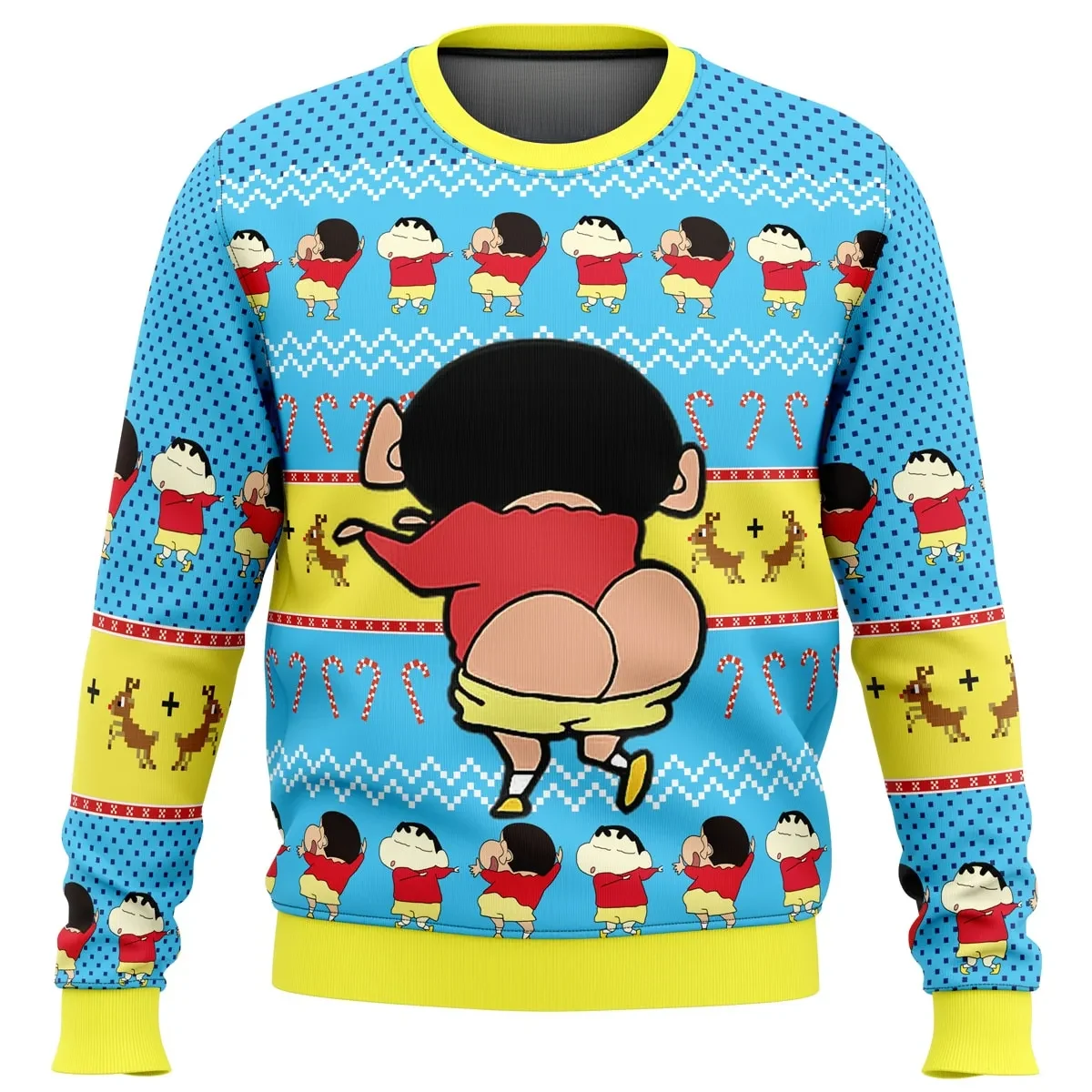 Naughty Shinnosuke Crayon Shin-chan Ugly Christmas Sweater, Shin-chan Anime Holiday Sweater, Funny Cartoon Anime Xmas Gift for Fans
