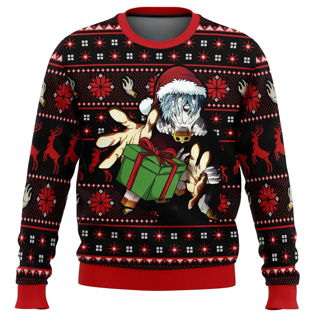 Tomura Shigaraki My Hero Academia Ugly Christmas Sweater, MHA Santa Villain Holiday Sweater, Unisex Anime Xmas Sweatshirt Gift