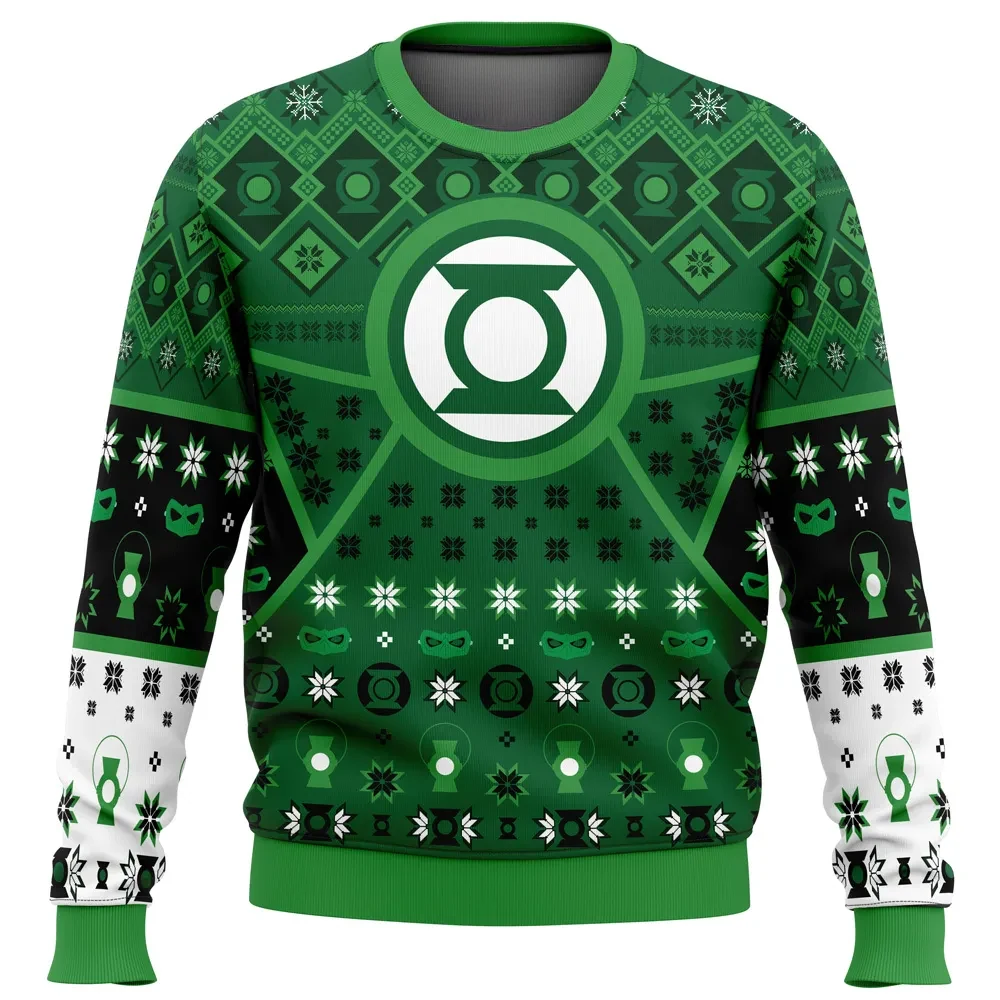 Green Lantern Ugly Christmas Sweater, DC Comics Lantern Corps Holiday Sweater, Emerald Hero Emblem Pullover, Superhero Xmas Gift