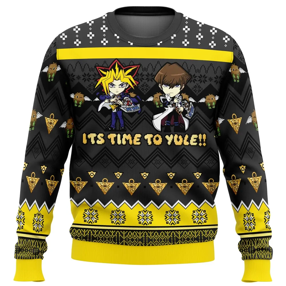 It's Time To Yule Yugioh Ugly Christmas Sweater, Yu-Gi-Oh Yugi and Kaiba Chibi Holiday Sweatshirt, Anime Xmas Gift for Card Duelists