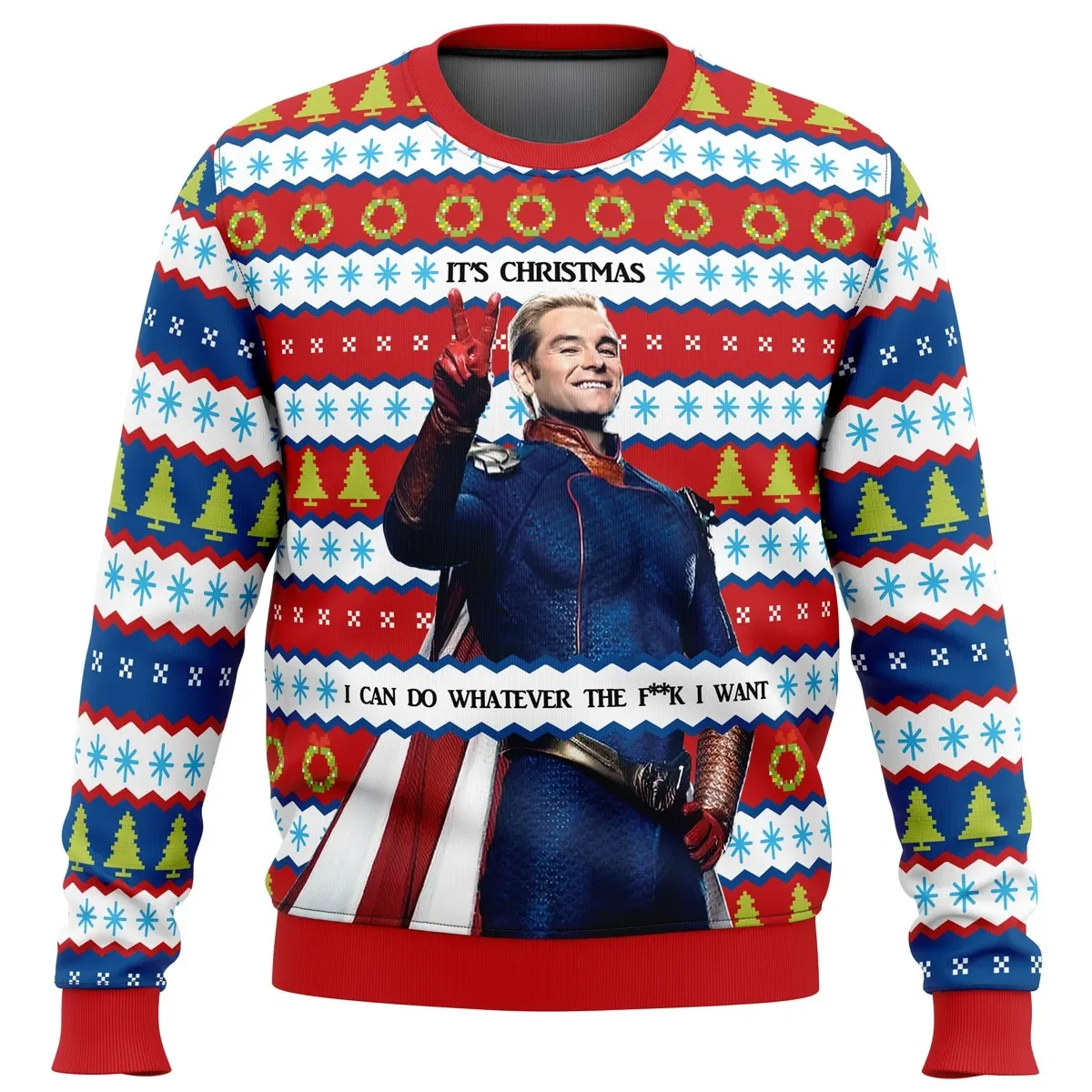 Homelander The Boys Ugly Christmas Sweater, It's Christmas Funny Superhero Quote Holiday Sweatshirt, Unisex TV Show Xmas Gift for Fans