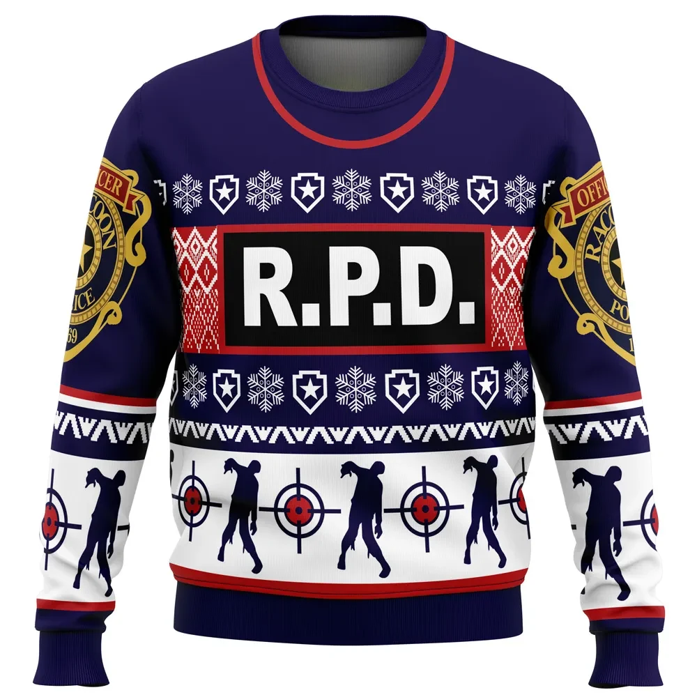 Leon Kennedy Bad Tidings Dead by Daylight Ugly Christmas Sweater, Resident Evil RPD Gamer Holiday Sweater, Xmas Jumper