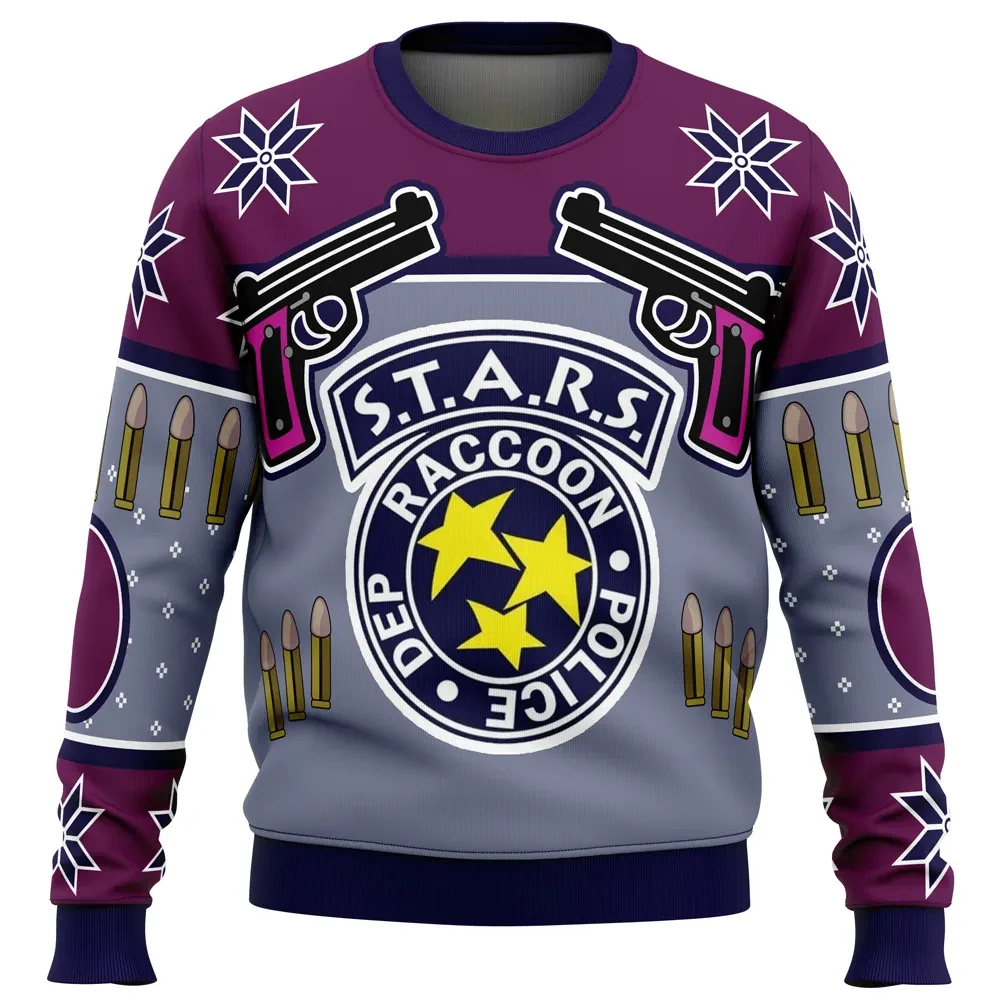 Jill Valentine Season's Blasting Ugly Christmas Sweater, Resident Evil S.T.A.R.S. Holiday Sweater, Dead by Daylight Gamer Xmas Jumper
