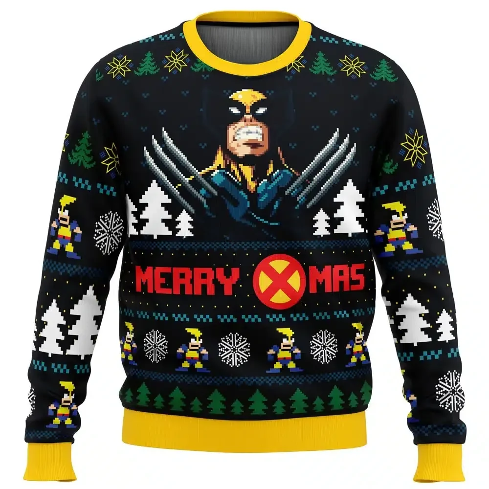 Santa Claws Wolverine Marvel Ugly Christmas Sweater, X-Men Merry X-mas Holiday Sweater, Unisex All Over Print Xmas Sweatshirt, Superhero Gift