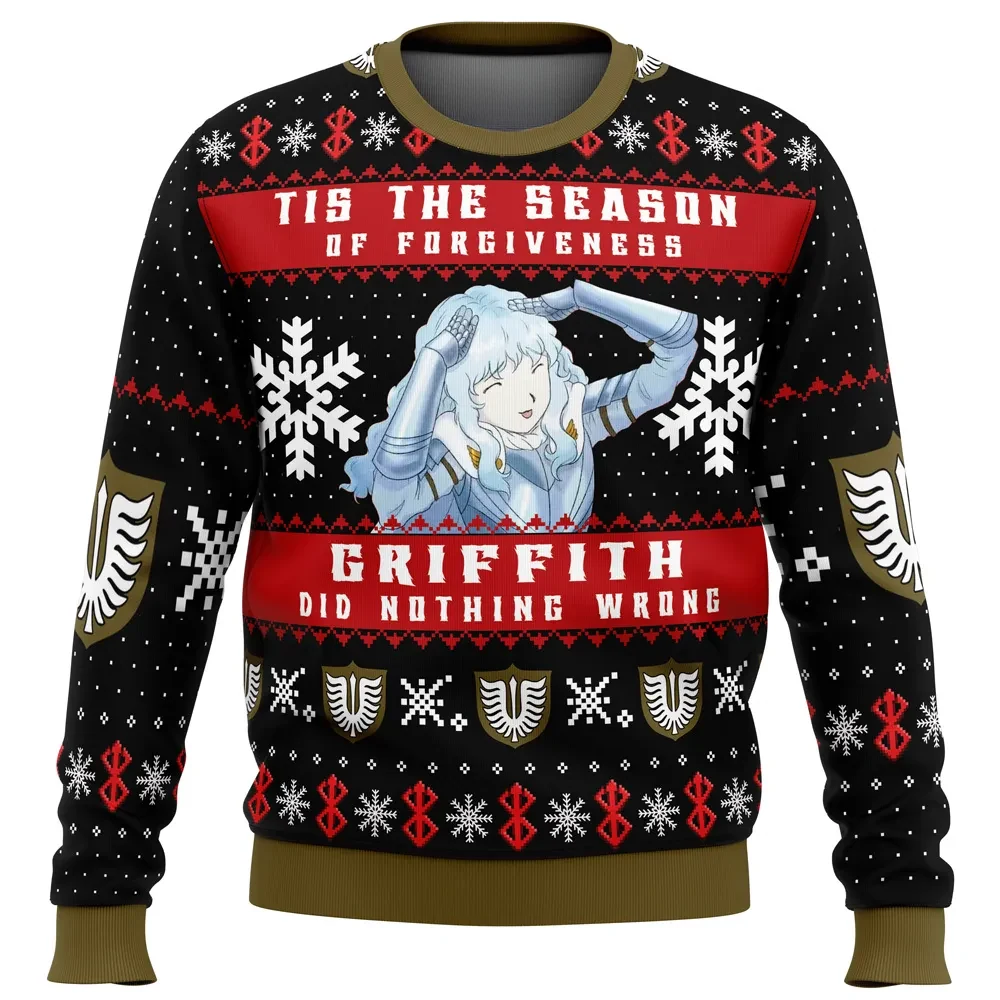 Griffith Did Nothing Wrong Berserk Ugly Christmas Sweater, Tis the Season of Forgiveness, Band of the Hawk Anime Holiday Sweatshirt, Xmas Gift