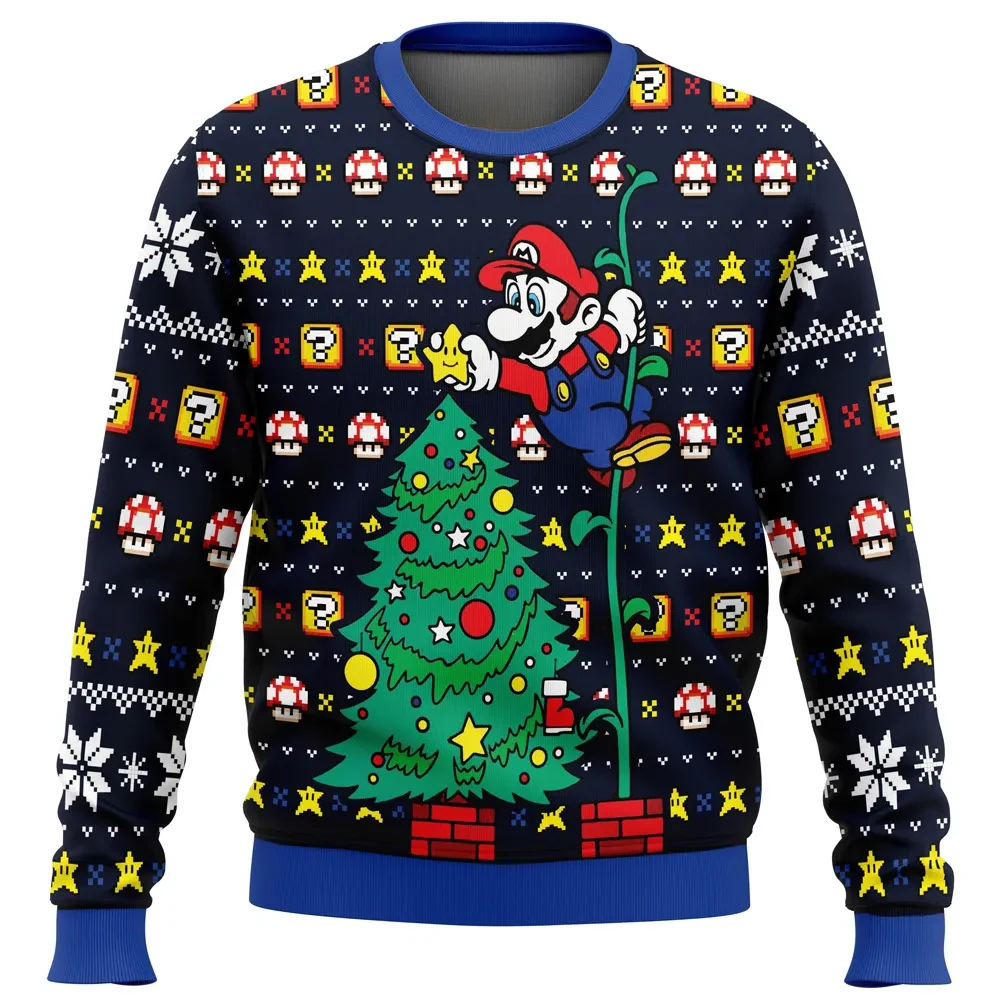 It's a Tree Mario Bros Ugly Christmas Sweater, Super Mario Gamer Holiday Sweater, Mario Star on Christmas Tree Nintendo Xmas Gift