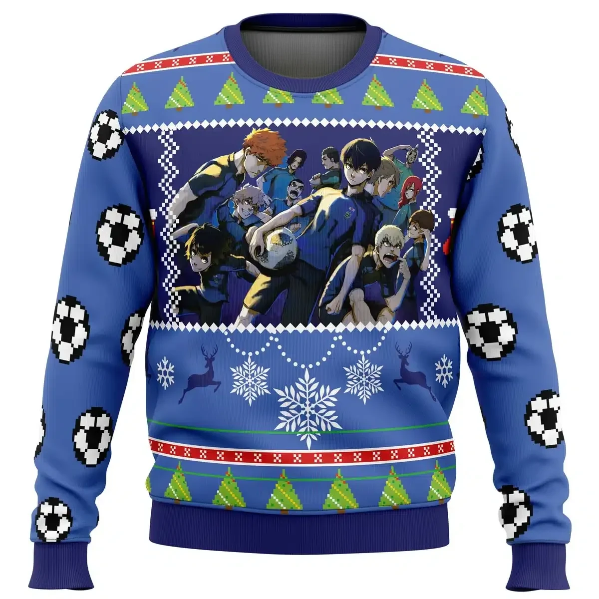 Blue Lock Ugly Christmas Sweater, Blue Lock Team Anime Holiday Sweater, Isagi and Strikers Soccer Anime Xmas Gift, Unisex Sweatshirt