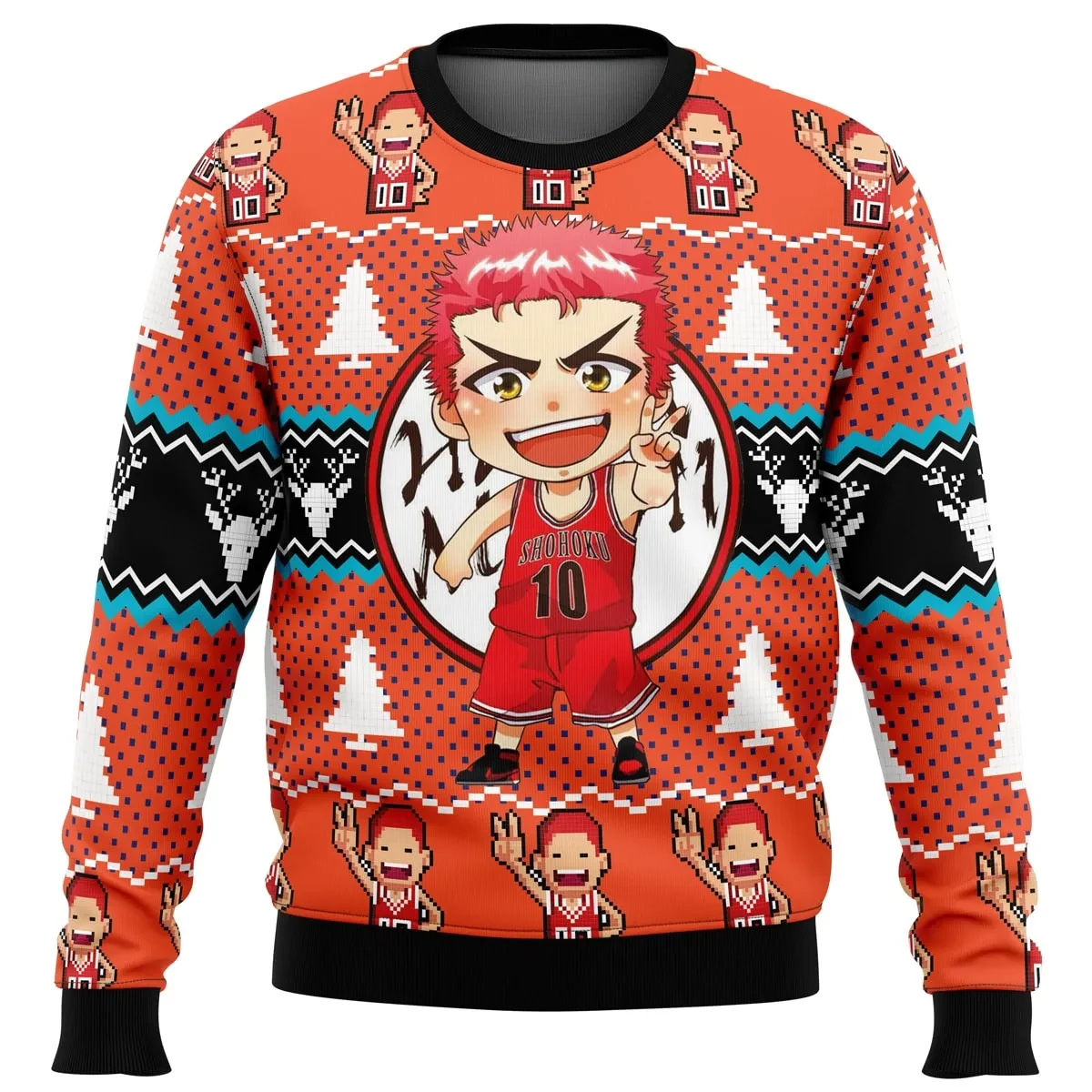 Sakuragi Hanamichi Slam Dunk Ugly Christmas Sweater, Shohoku Basketball Anime Holiday Sweater, All Over Print Xmas Sweater