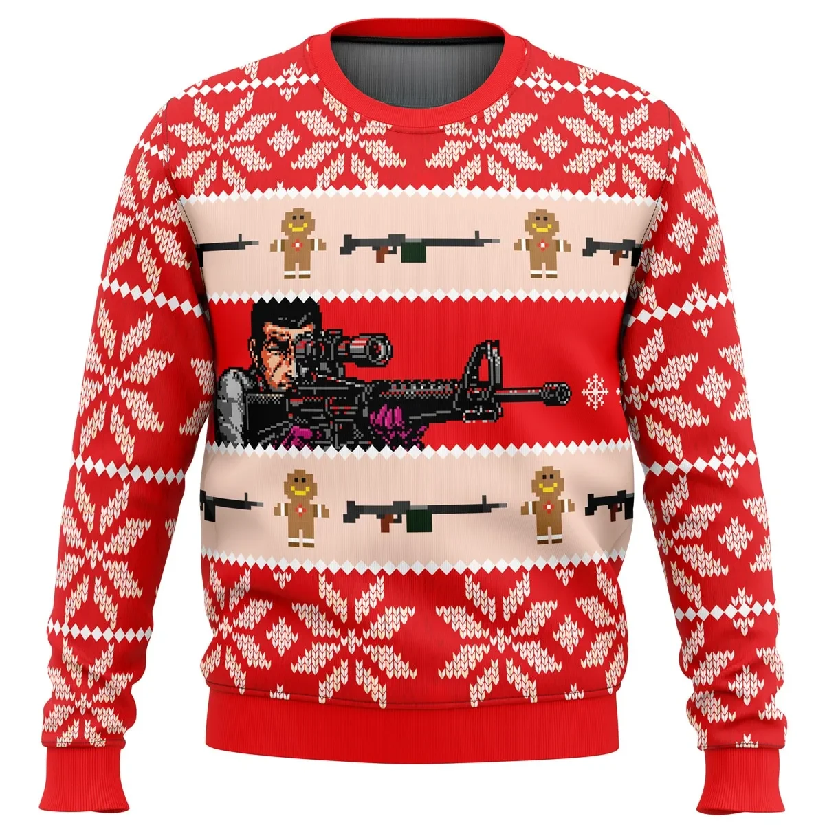 Duke Togo Golgo 13 Ugly Christmas Sweater, Classic Anime Holiday Sweatshirt, Retro Manga Xmas Gift with Gingerbread Men, Unisex Print
