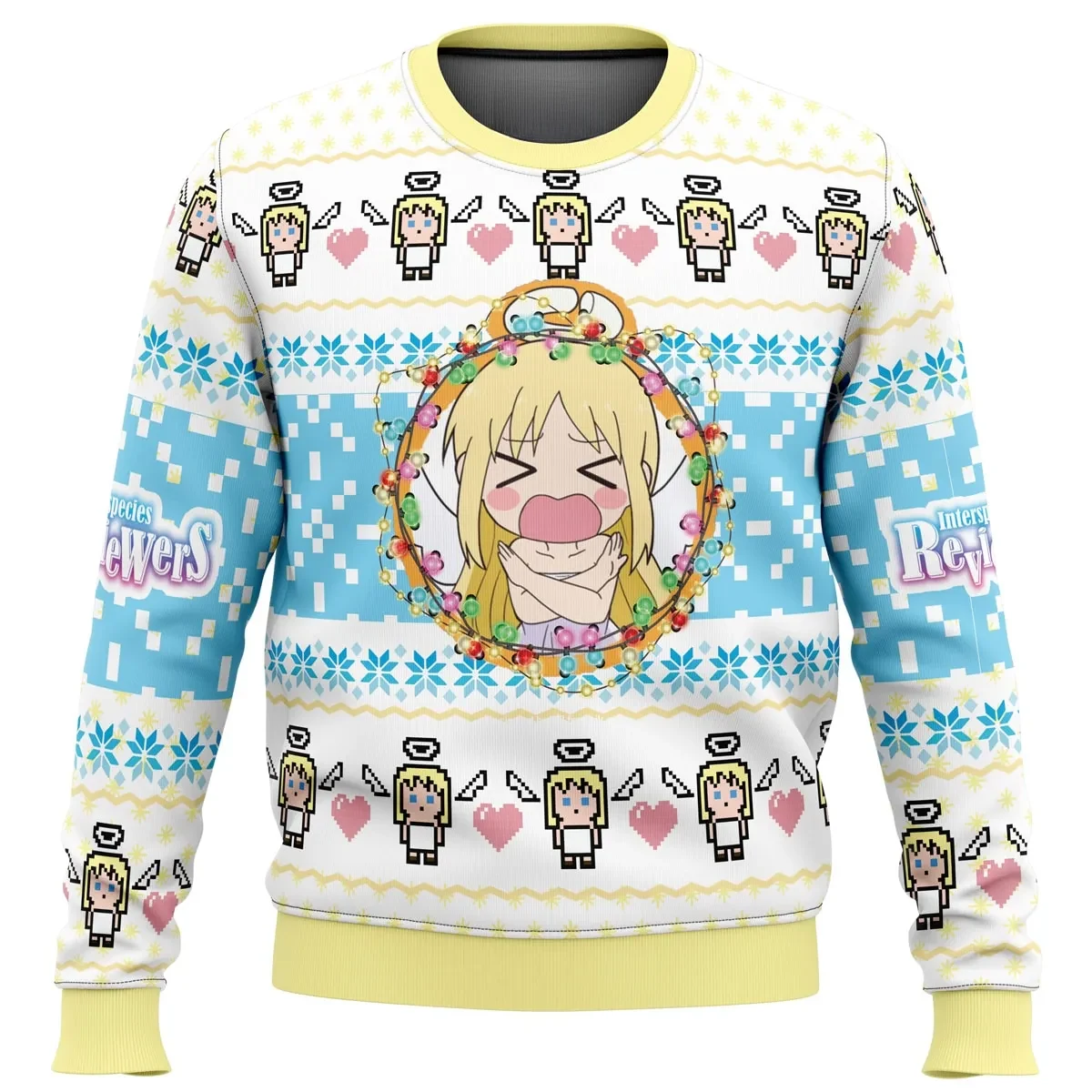 Crimvael Interspecies Reviewers Ugly Christmas Sweater, Anime Holiday Sweater, Anime Xmas Gift, Crying Chibi Angel Ishuzoku Fan Sweatshirt