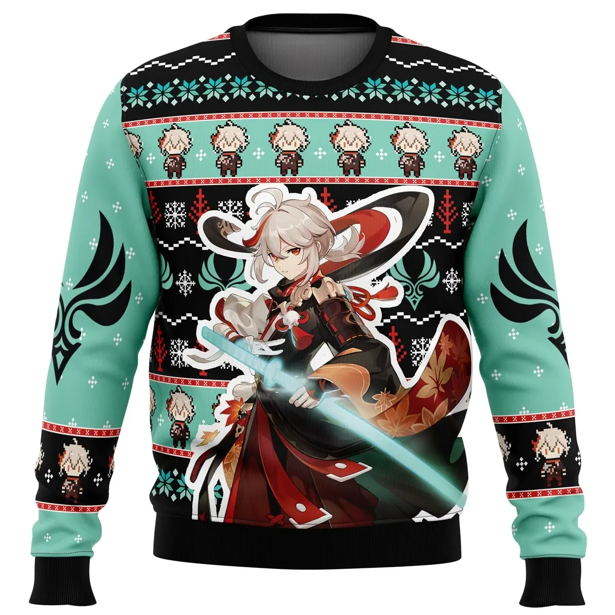 Kazuha Genshin Impact Ugly Christmas Sweater, Kaedehara Kazuha Holiday Sweater, Anime Gamer Xmas Gift, Anemo Inazuma Samurai Sweatshirt