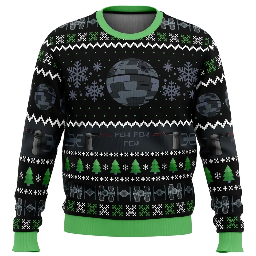 Imperial Death Star Star Wars Ugly Christmas Sweater, TIE Fighter Galactic Empire Holiday Sweater, Unisex All Over Print Movie Xmas Gift for Fans