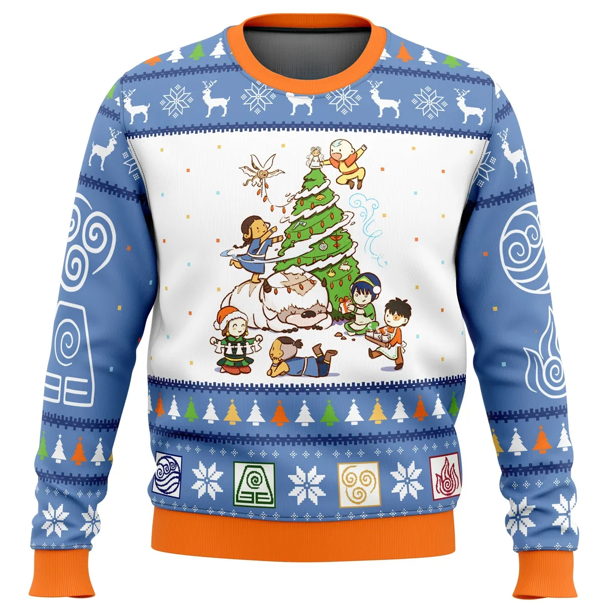 Avatar the Last Airbender Christmas Time Ugly Christmas Sweater, Aang and Appa Holiday Sweater, Anime Xmas Jumper