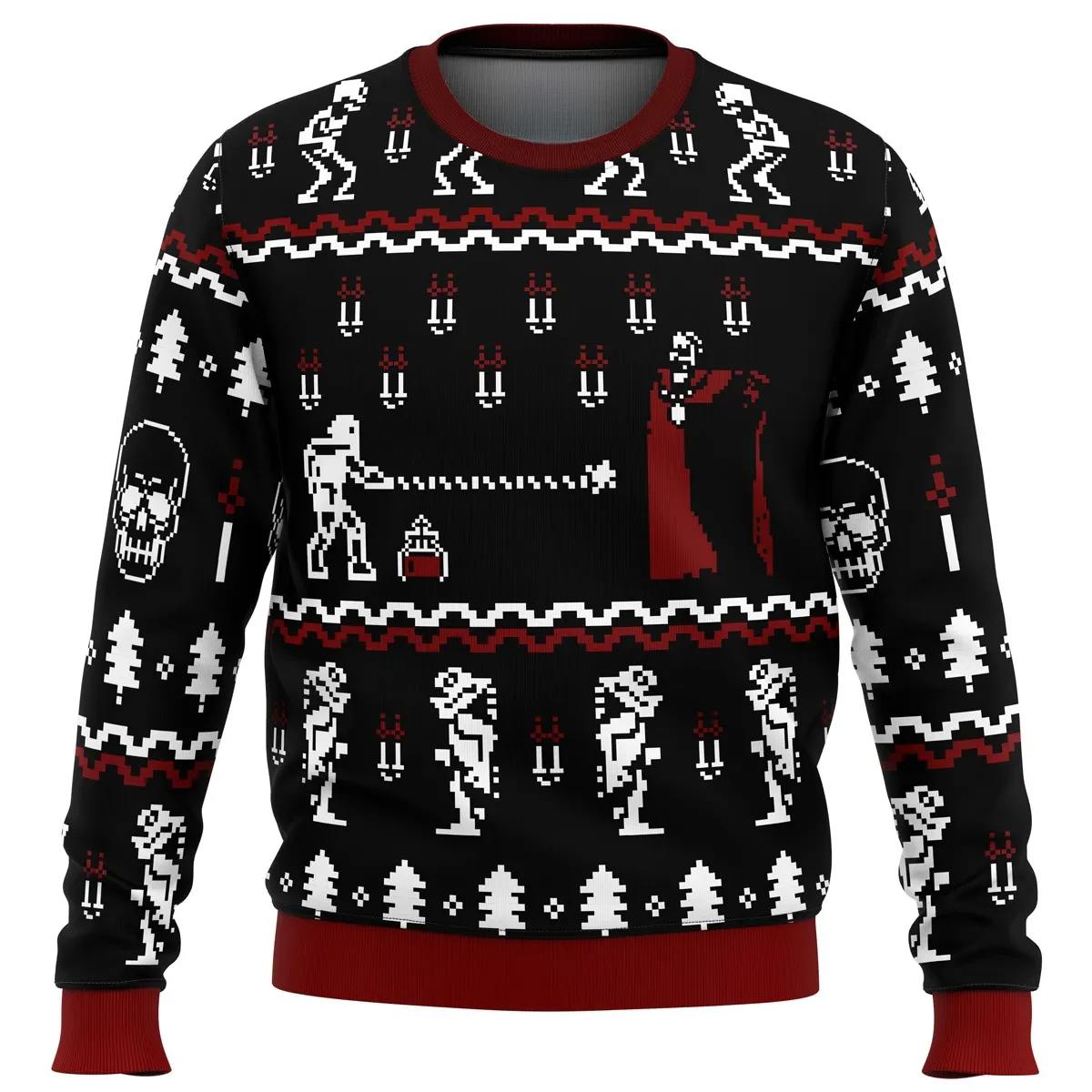 Castlevania Classic Game Ugly Christmas Sweater, Simon Belmont vs Dracula 8-Bit Holiday Sweater, Retro Gamer Xmas Gift